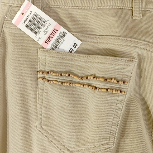 NWT Charter Club Petite Embellished 5 Pockets Khaki Denim Pants Jeans Size 10P - Picture 7 of 12